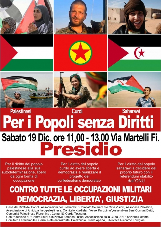 PER I POPOLI SENZA DIRITTI - presidio sabato 19.12.20 - Ass. Amicizia Italia Cuba FI