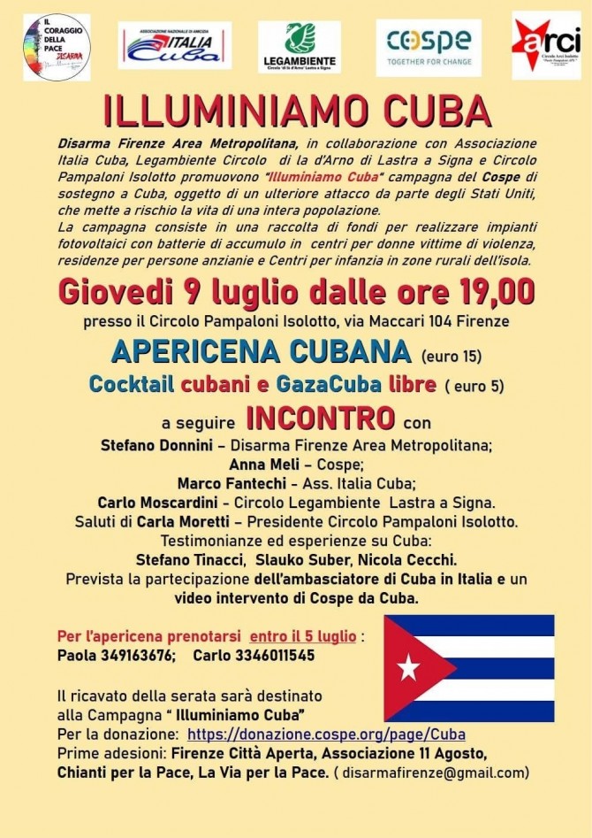 ILLUMINIAMO CUBA - Circolo via Maccari, Isolotto - 9 luglio 2026 - Ass. Amicizia Italia Cuba FI
